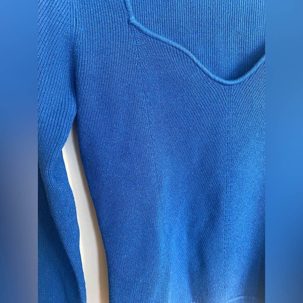 Aritzia Wilfred Tuscany Sweetheart Knit Sweater Blue Bodycon Size M - Picture 9 of 16